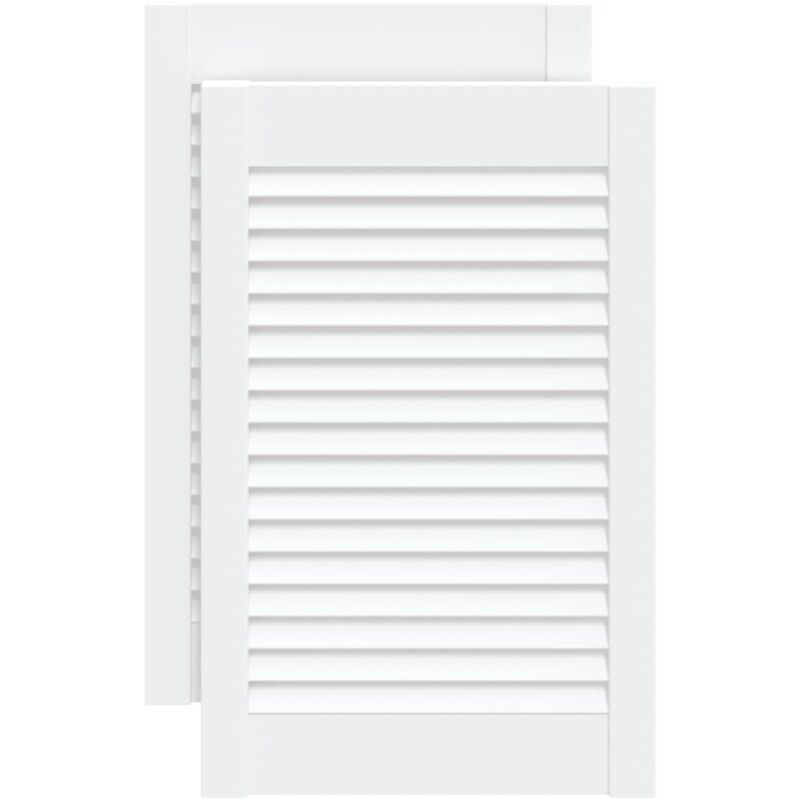 

vidaXL Puertas persiana 2 uds madera maciza pino blanco 61,5x39,4 cm - Blanco