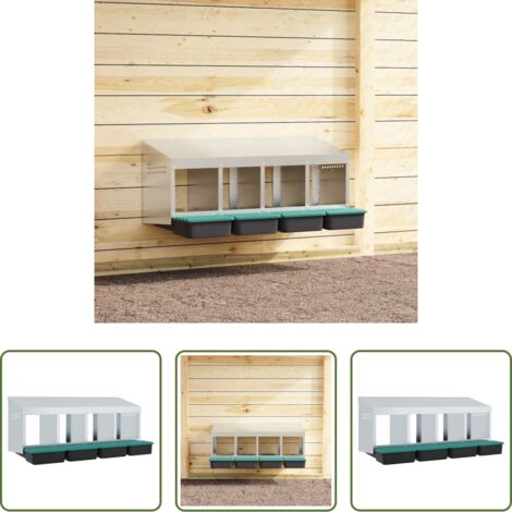 vidaXL Puesta de gallinas -  Nido para gallinas con 4 compartimentos de acero galvanizado para montar en la pared