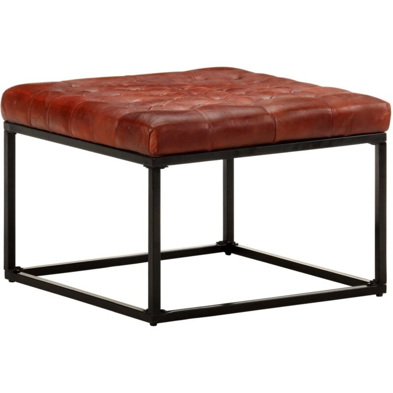 

vidaXL Puf de cuero auténtico marrón oscuro 62x62x47 cm - Marrón