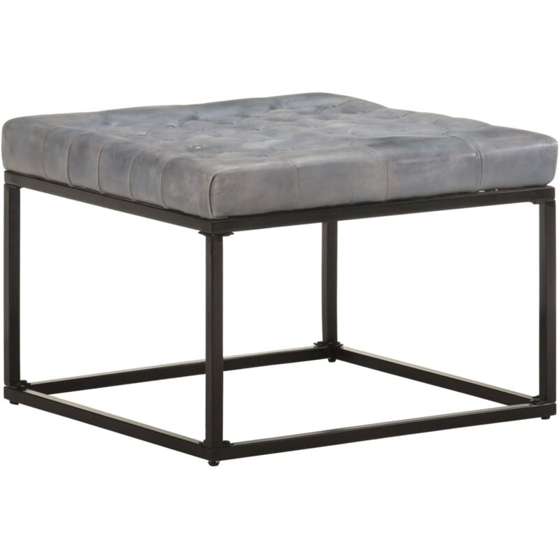 

vidaXL Puf de cuero auténtico gris 62x62x47 cm - Gris