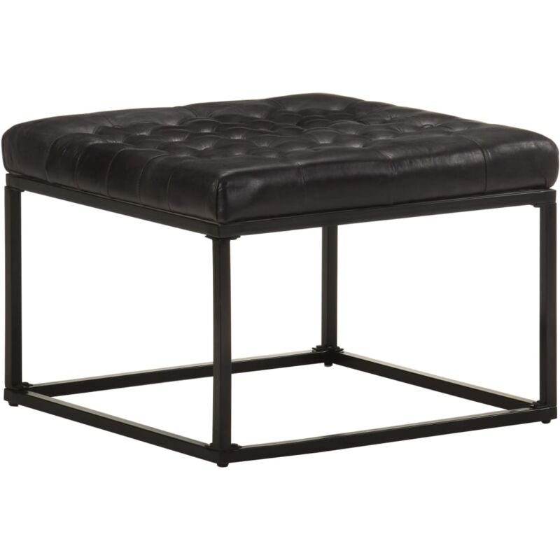 

vidaXL Puf de cuero auténtico negro 62x62x47 cm - Negro