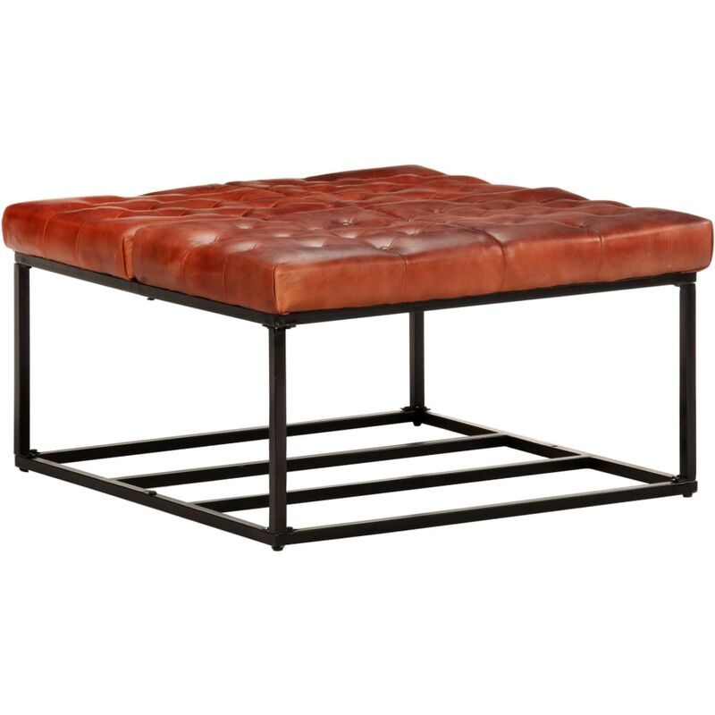 

vidaXL Puf de cuero auténtico marrón oscuro 80x80x43 cm - Marrón