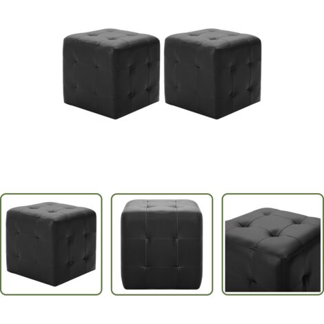 vidaXL Puf moderno -  Puf 2 unidades cuero sintético negro 30x30x30 cm