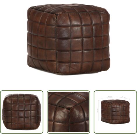 vidaXL Puf vintage -  Puf marrón oscuro 40x40x40 cm cuero auténtico de cabra