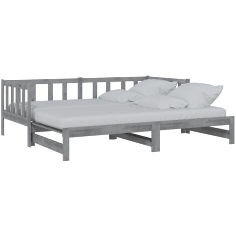 vidaXL Pull-out Day Bed Black Solid Pinewood 2x - Black