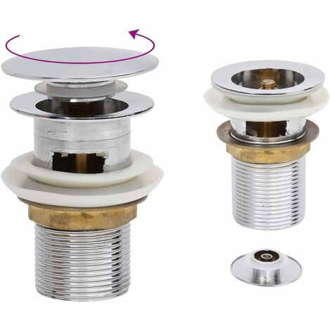 vidaXL Push Drain with Overflow Function Chrome 6,4x6,4x9,1 cm