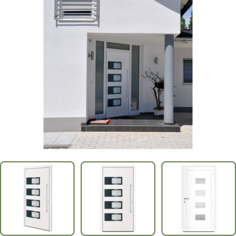 vidaXL PVC -  Porta Ingresso Bianca 100x200 cm in Alluminio e PVC