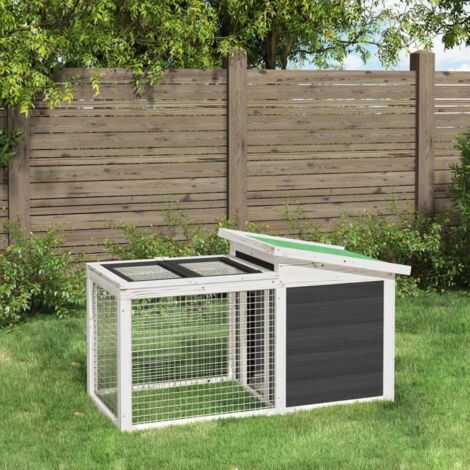 vidaXL Rabbit Hutch Grey 100,5x54x55 cm Solid Wood Pine