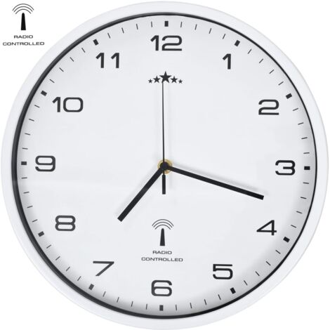 Vidaxl – Horloge murale radioguidée 31 cm – Cadran blanc en verre – Lecture facile – Épaisseur 4,3 cm – Signal horaire automatique