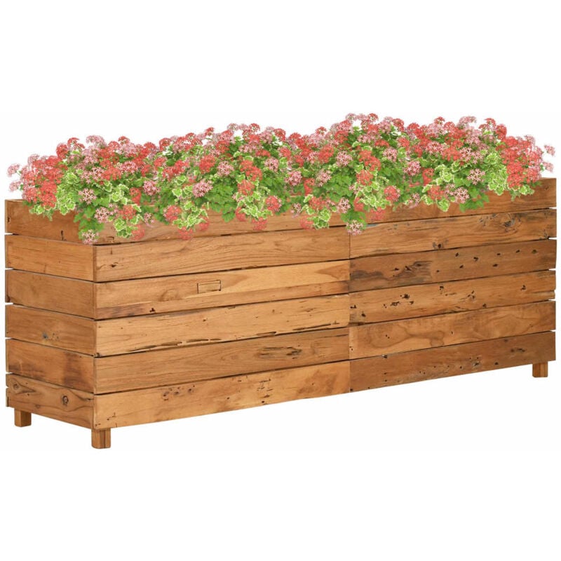 Raised Bed 150x40x55 cm Recycled Teak Wood and Steel Vidaxl