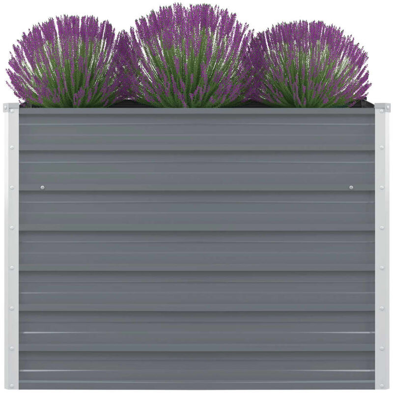 Raised Garden Bed 100x100x77 Cm Galvanised Steel Grey Vidaxl