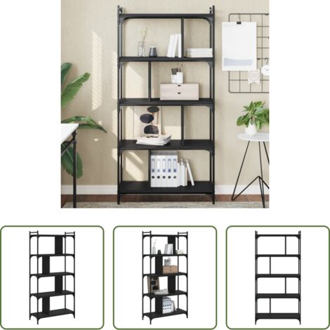 vidaXL Rangement intérieur -  Bibliothèque 5 niveaux noir 76x32x158 cm bois d'ingénierie