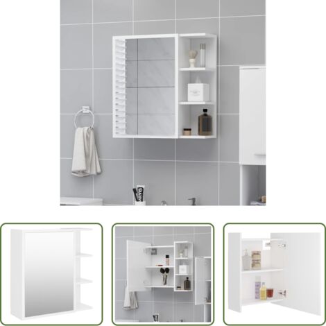 vidaXL Rangement salle de bain -  Armoire à miroir de salle de bain Blanc Bois d’ingénierie