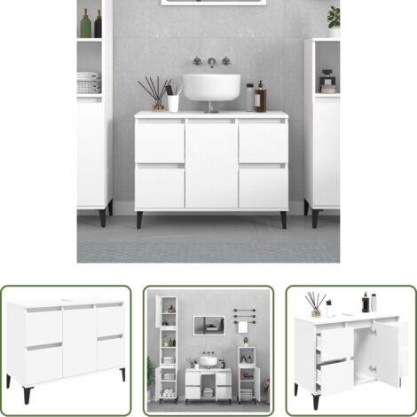 vidaXL Rangement salle de bain -  Meuble d'évier blanc 80x33x60 cm bois d'ingénierie