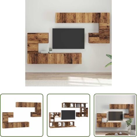 vidaXL Rangement salon -  Unites TV Montage mural 4 pcs Bois Ancien Bois d'ingénierie