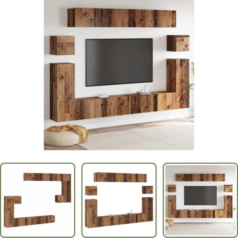 vidaXL Rangement salon -  Unites TV Montage mural 4 pcs Bois Ancien Bois d'ingénierie