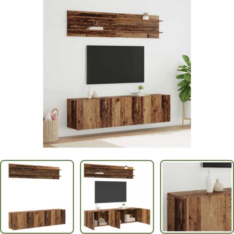vidaXL Rangement salon -  Unites TV Montage mural 6 pcs Bois ancien Bois d'ingénierie