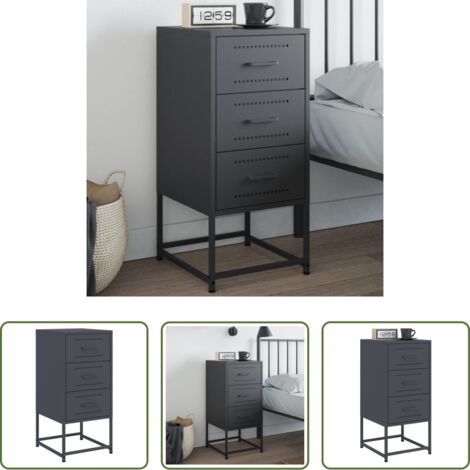 vidaXL Rangement -  Table de chevet anthracite 36x39x78 cm acier