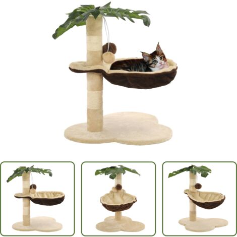 vidaXL Rascador de gato 50 cm -  Rascador para gatos con poste de sisal 50 cm beige y marrón