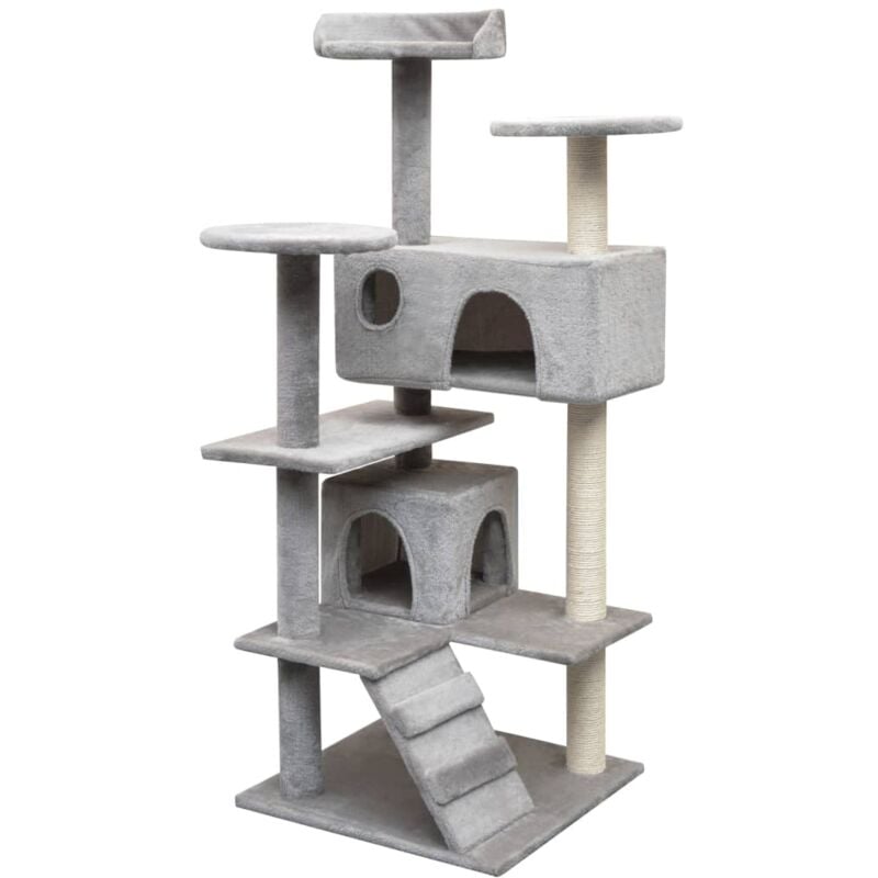 

vidaXL Rascador para gatos con poste rascador de sisal 125 cm gris - Gris