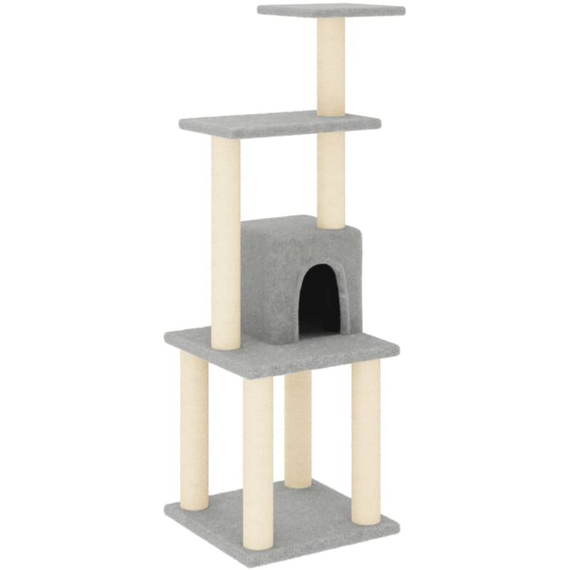 

vidaXL Rascador para gatos con postes de sisal gris claro 105 cm - Gris