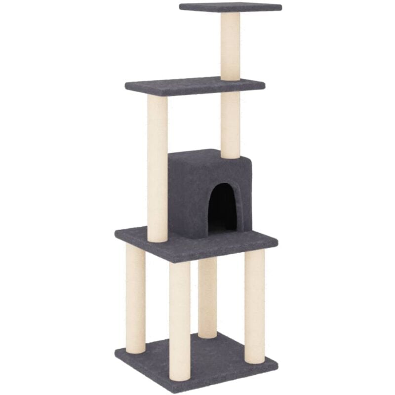 

vidaXL Rascador para gatos con postes de sisal gris oscuro 105 cm - Gris