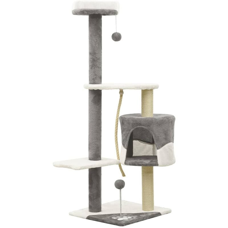 

vidaXL Rascador para gatos con postes de sisal gris y blanco 120 cm - Gris