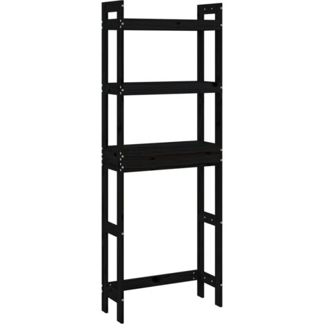 vidaXL Rastrelliera da Bagno Nera 63x26x171 cm Legno Massello Pino