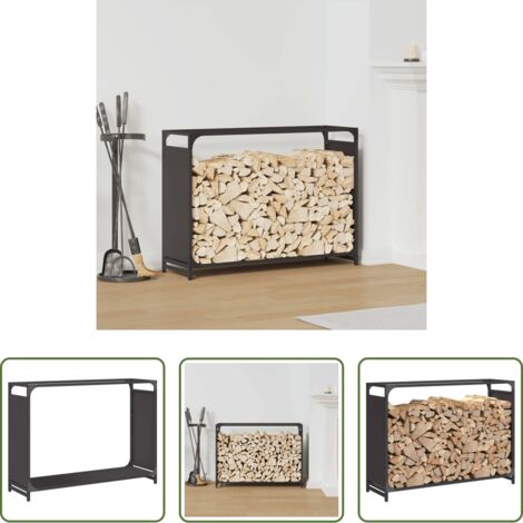 vidaXL Rastrelliera da camino -  Rastrelliera per Legna da Ardere Nera 90x28x65 cm