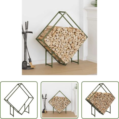 vidaXL Rastrelliera da camino -  Rastrelliera per Legna da Ardere Verde Oliva 100x25x100 cm