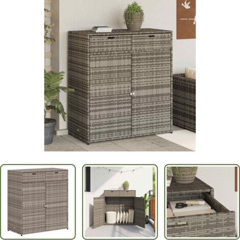 vidaXL Ratán sintético -  Armario de almacenaje de jardín ratán PE gris 105x55x113 cm