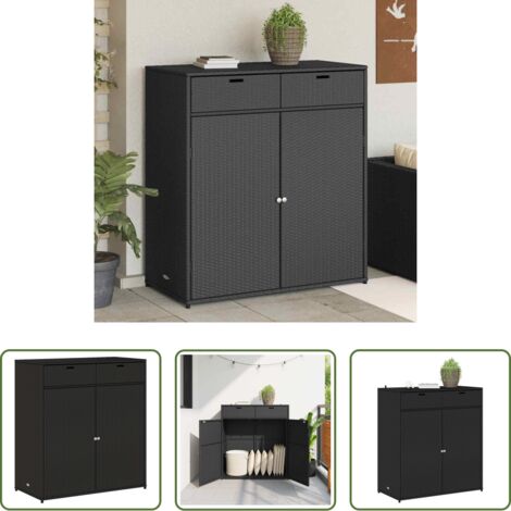 vidaXL Ratán sintético -  Armario de almacenaje de jardín ratán PE negro 105x55x113 cm