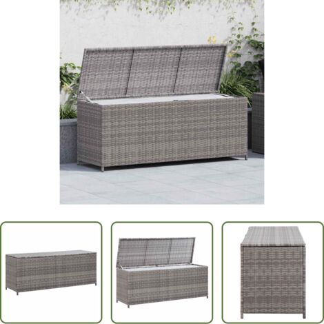 vidaXL Ratán sintético -  Caja de almacenaje de jardín ratán sintético gris 150x50x60 cm