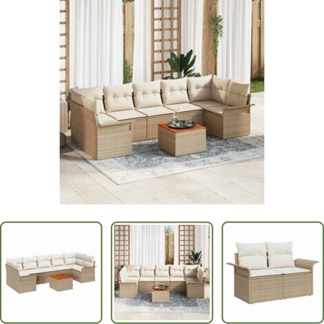 vidaXL Ratán sintético -  Conjunto de sofás de jardín 8 pcs Beige ratán sintético