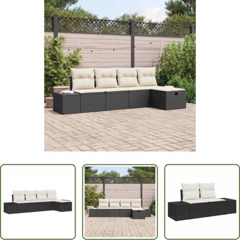 vidaXL Ratán sintético -  Conjunto de sofás de jardín con cojín 5 pcs ratán sintético