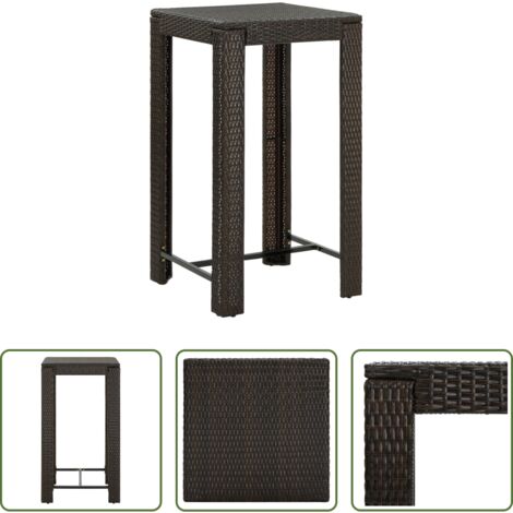 vidaXL Ratán sintético -  Mesa alta para jardín ratán sintético marrón 60,5x60,5x110,5 cm