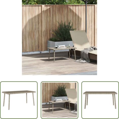 vidaXL Ratán sintético -  Mesa centro jardín rectangular gris claro 80x40x37cm