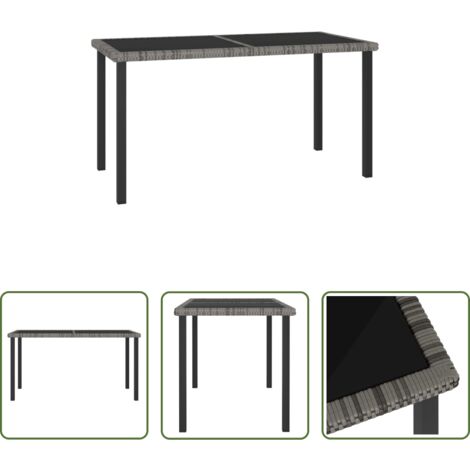 vidaXL Ratán sintético -  Mesa de comedor para jardín ratán sintético gris 140x70x73 cm