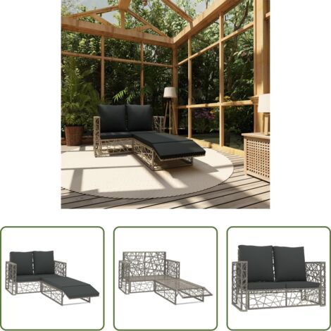 vidaXL Ratán sintético -  Set de muebles de jardín 2 pzas y cojines ratán sintético gris