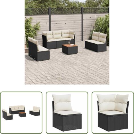 vidaXL Ratán sintético -  Set de sofás de jardín 8 piezas y cojines ratán sintético negro