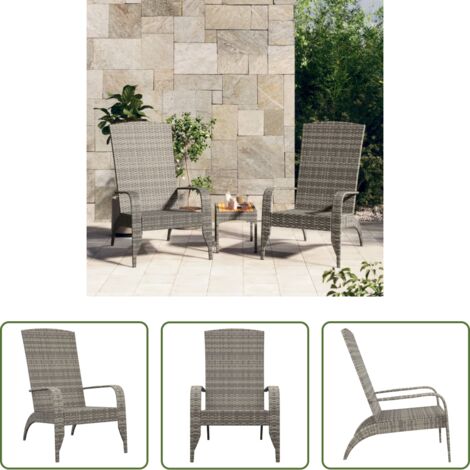 vidaXL Ratán sintético -  Silla de jardín Adirondack de ratán sintético gris