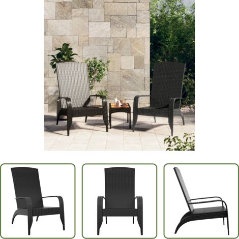 vidaXL Ratán sintético -  Silla de jardín Adirondack de ratán sintético negro