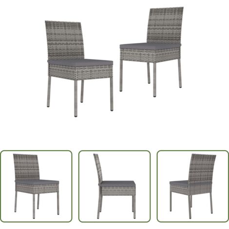 vidaXL Ratán sintético -  Sillas de comedor de jardín 2 unidades ratán sintético gris
