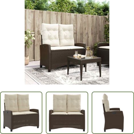 vidaXL Ratán sintético -  Sillón reclinable de jardín con cojines ratán sintético marrón