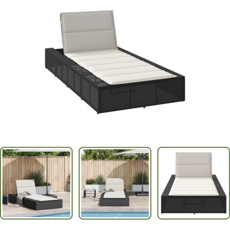 vidaXL Ratán sintético -  Tumbona con cojín flotante ratán sintético negro