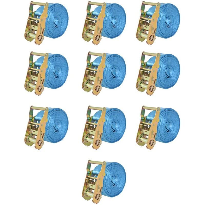 Vidaxl - Ratchet Tie Down Straps 10 pcs 2 Tonnes 6mx38mm Blue