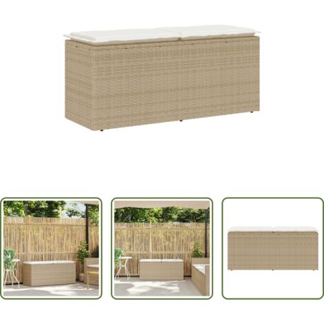vidaXL Rattan -  Panca da Giardino con Cuscino Beige 110x40x44 cm in Polyrattan