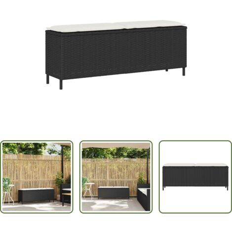 vidaXL Rattan -  Panca da Giardino con Cuscino Nera 110x30x40,5 cm in Polyrattan