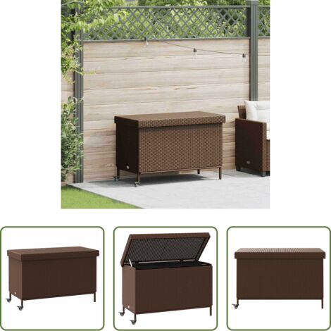 vidaXL Rattan PE -  Contenitore da Giardino con Ruote Marrone Polyrattan