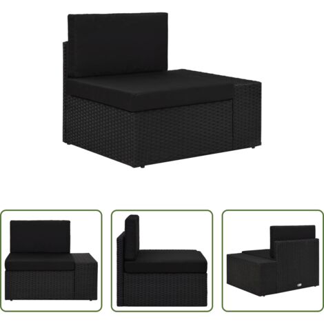 vidaXL Rattan PE -  Divano ad Angolo Modulare Bracciolo Sinistro in Polyrattan Nero